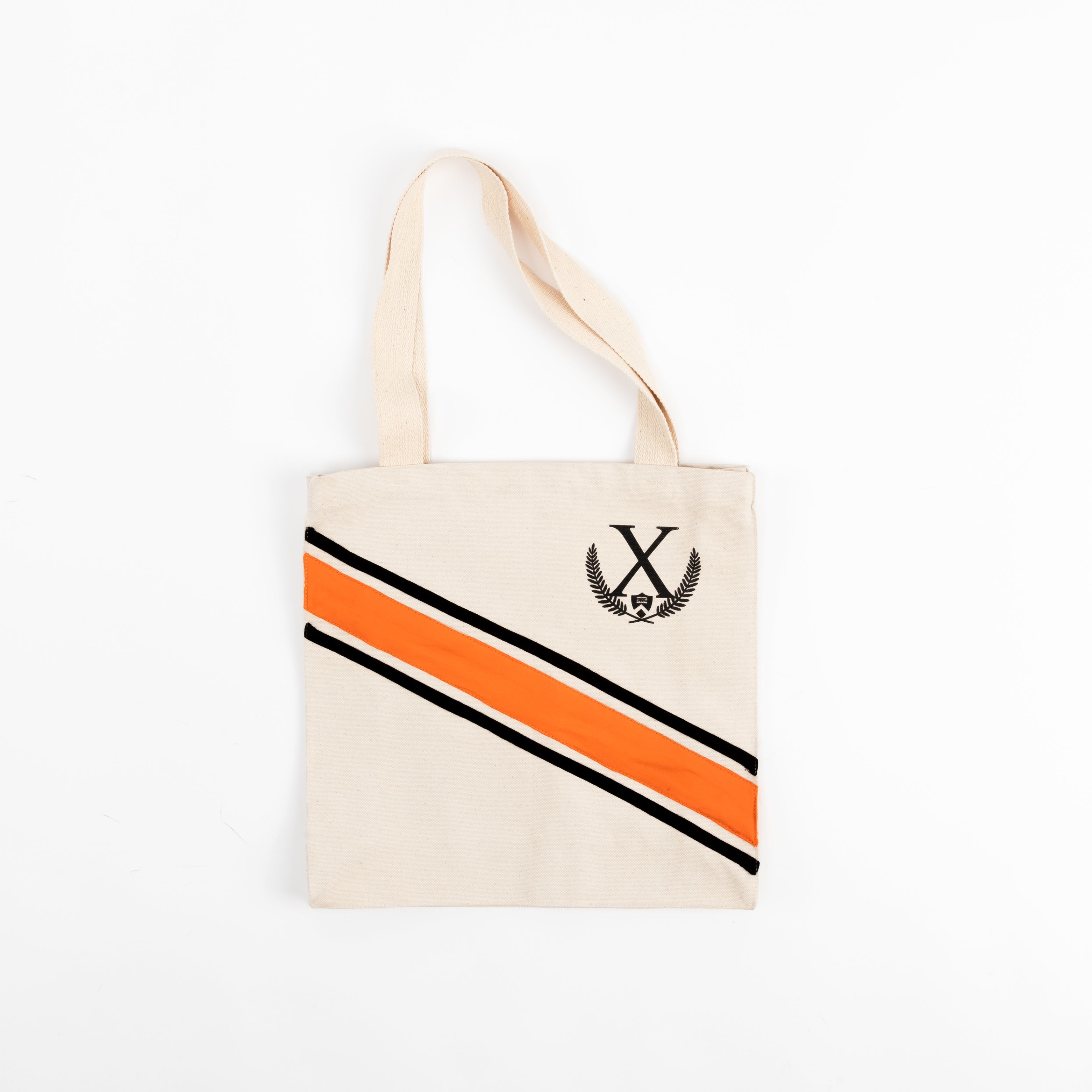 Canvas Tote Bag with Orange and Black Stripe